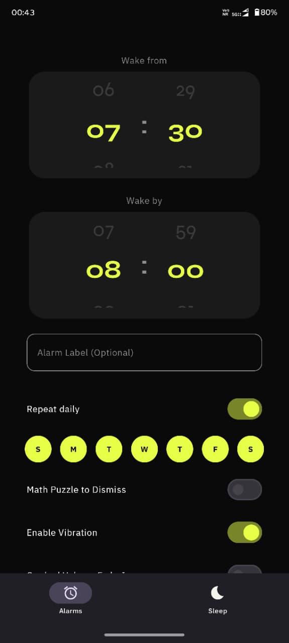 Gradual Alarm app screenshot